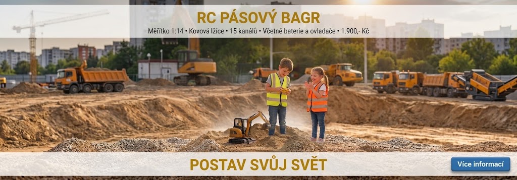 RC pásový bagr s kovovou lžící, RTR, žlutá, 1:14, (S1535)