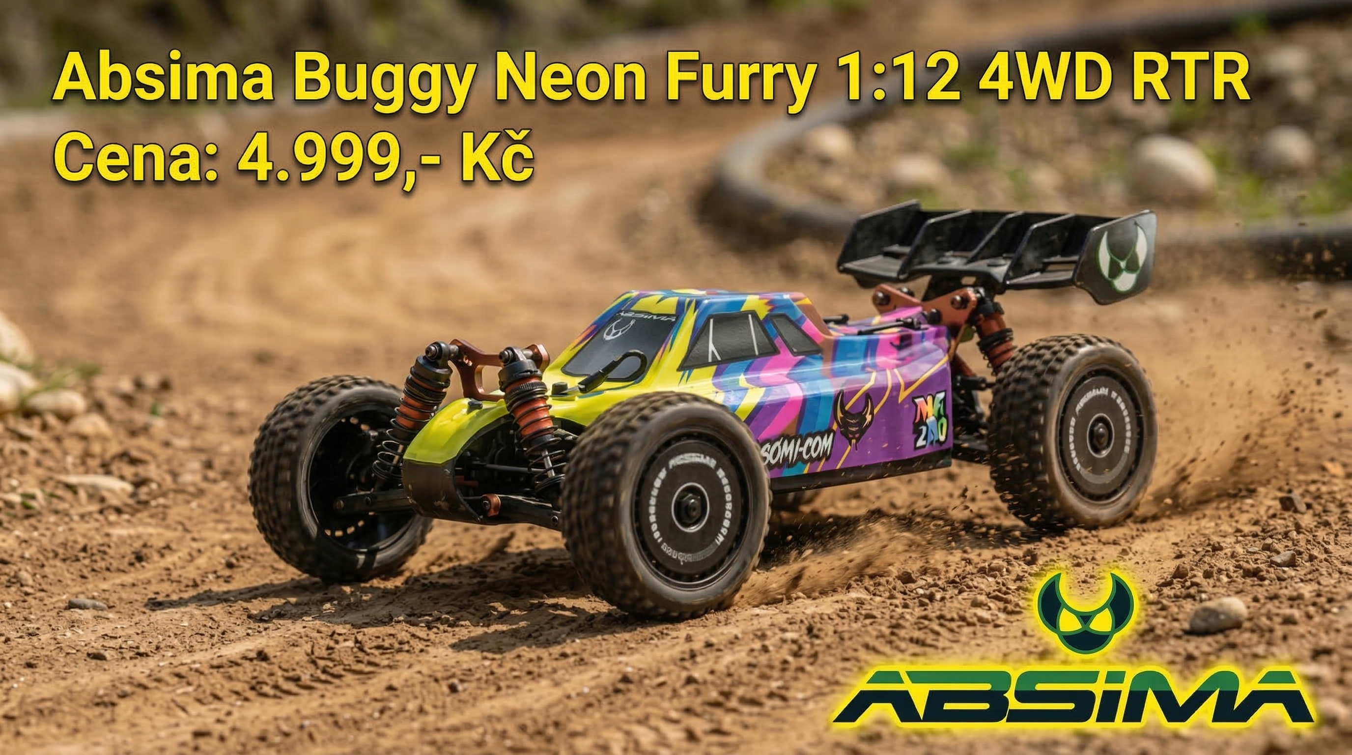 Absima Buggy Neon Furry 1:12 4WD RTR Brushless růžová