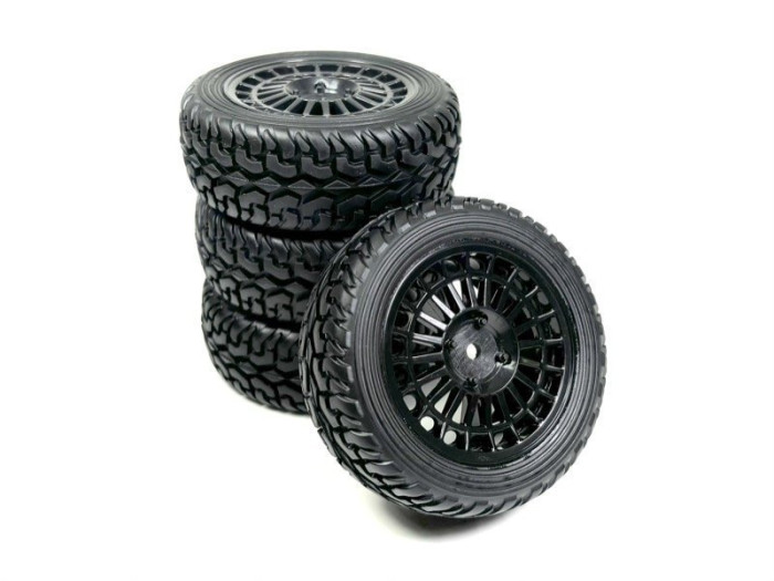 Sportovní pneumatiky Absima Rally Street Design 1:10 včetně disků, sada 4ks, černé