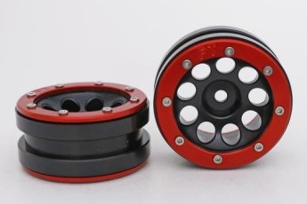 Kovové Beadlock CNC disky 1.9 PT Ecohole Black/Red, 2ks