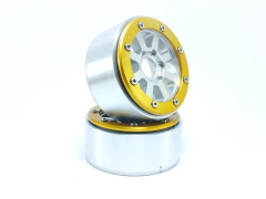 Kovové Beadlock CNC disky Absima Metsafil 1.9 Hammer Silver/Gold, 2ks