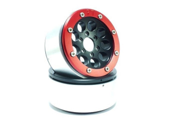 Kovové Beadlock CNC disky Absima Metsafil 1.9 Gun Black/Red, 2ks