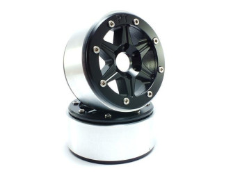Kovové Beadlock CNC disky Absima Metsafil 1.9 SixStar Black/Black 2ks