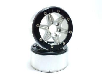 Kovové Beadlock CNC disky Absima Metsafil 1.9 SixStar Silver/Black 2ks