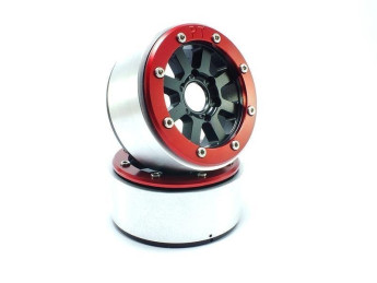 Kovové Beadlock CNC disky Absima Metsafil 1.9 Hammer Black/Red, 2ks