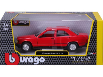 Bburago Mercedes-Benz 190E 1987 červená