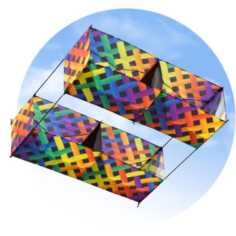 Komorový/krabicový drak Invento HQ Hargrave Box Kite Rainbow Mesh