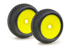 Pneu Absima 1:8 buggy, nalepené, včetně disku, žluté, balení 2ks
