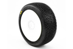 HOT DICES V2 BUGGY S2 (SOFT) nalepené pneumatiky, bílé disky, 2 ks.