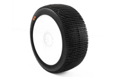 TRIGON V3 BUGGY S3 (MEDIUM) nalepené pneumatiky, bílé disky, 2 ks.