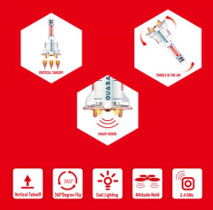 QUASAR raketový dron 2.4 GHz unikátní kvadrokoptéra LED, senzory