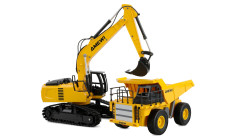 Sada 2 v 1 RC sklápěč dumper a RC pásový bagr, 9 kanálů, RTR v měřítku 1:24