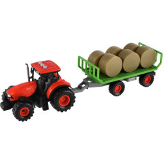 Traktor Zetor s vlekem a balíky plast 36cm na setrvačník na bat. se světlem se zvukem