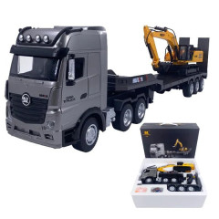 S-Idee RC sada - RC Truck s RC bagrem ,stříbrná, 1:18, RTR, (HU1522)