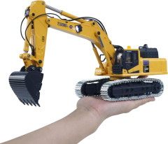 RC bagr s kovovou lžicí, 1:50 žlutý se zvuky a LED osvětlení,RTR,(YG520)