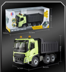 DOUBLE E, RC sklápěč Volvo, RTR, zelená, 1:20, s osvětlením a otevíracími dveřmi 2,4 GHz (E505003)