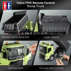 DOUBLE E, RC sklápěč Volvo, RTR, zelená, 1:20, s osvětlením a otevíracími dveřmi 2,4 GHz (E505003)