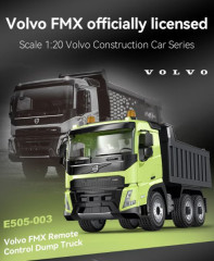 DOUBLE E, RC sklápěč Volvo, RTR, zelená, 1:20, s osvětlením a otevíracími dveřmi 2,4 GHz (E505003)
