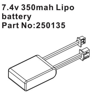HBP250135 - 7.4V 350mAh LiPo Battery