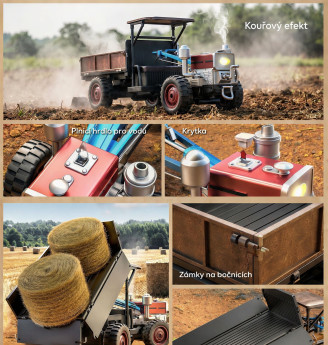 RC Retro traktor-Terra s kouřem a světlem 4WD proporcionální 1:12 RTR